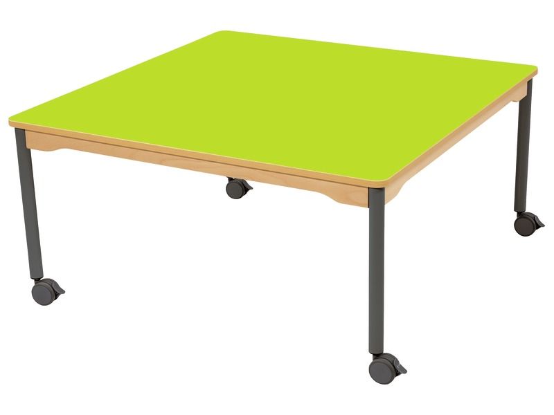 TABLE PLATEAU STRATIFIÉ - PIÉTEMENT À ROULETTES - Carré 120x120 cm