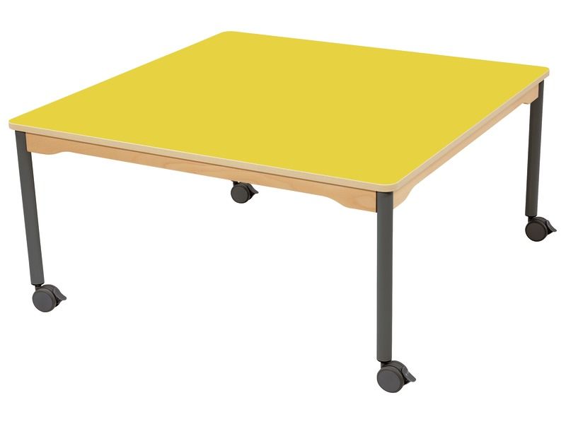 TISCH MIT BESCHICHTETER TISCHPLATTE - FUSSTEIL MIT ROLLEN - Viereckig 120x120 cm