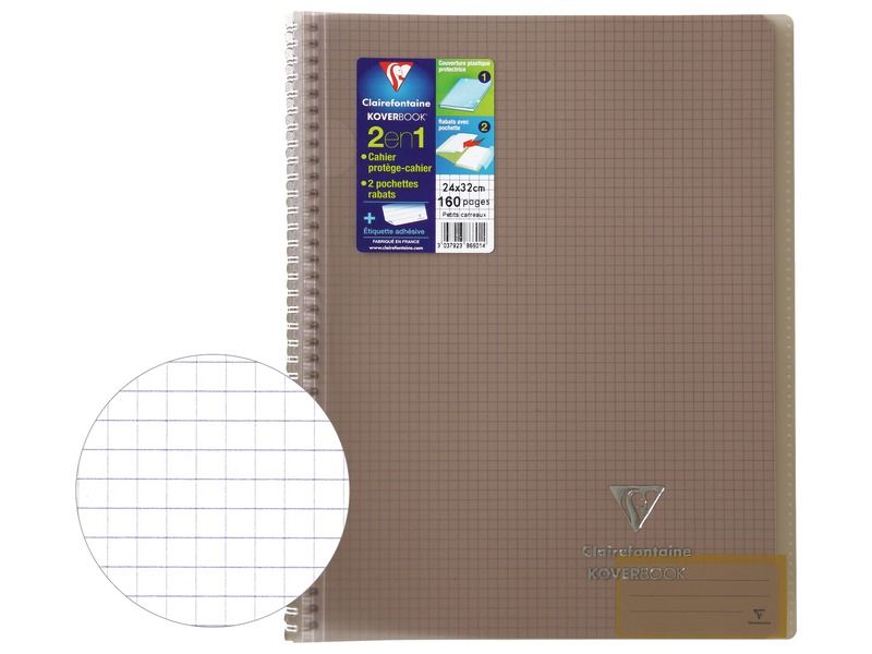 Clairefontaine Koverbook - Cahier polypro spiralé 24 x 32 cm - 160
