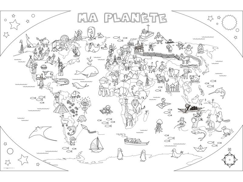 GIANT COLOURING PAGES World atlas
