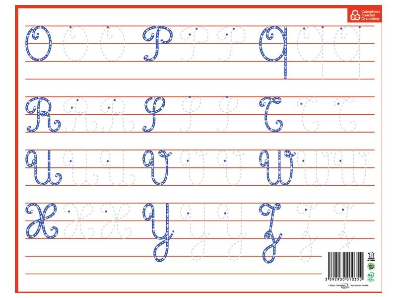 ARDOISE D'ÉCRITURE Lettres majuscules cursives
