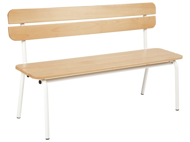 METAL AND WOOD BENCH with backrest L: 120 cm