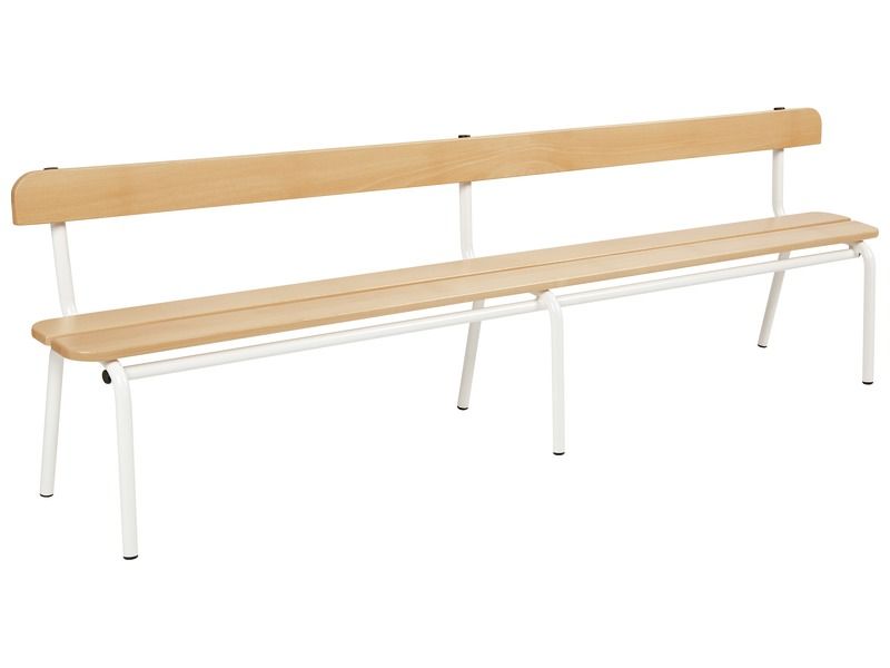 METAL AND WOOD BENCH with backrest L: 200 cm