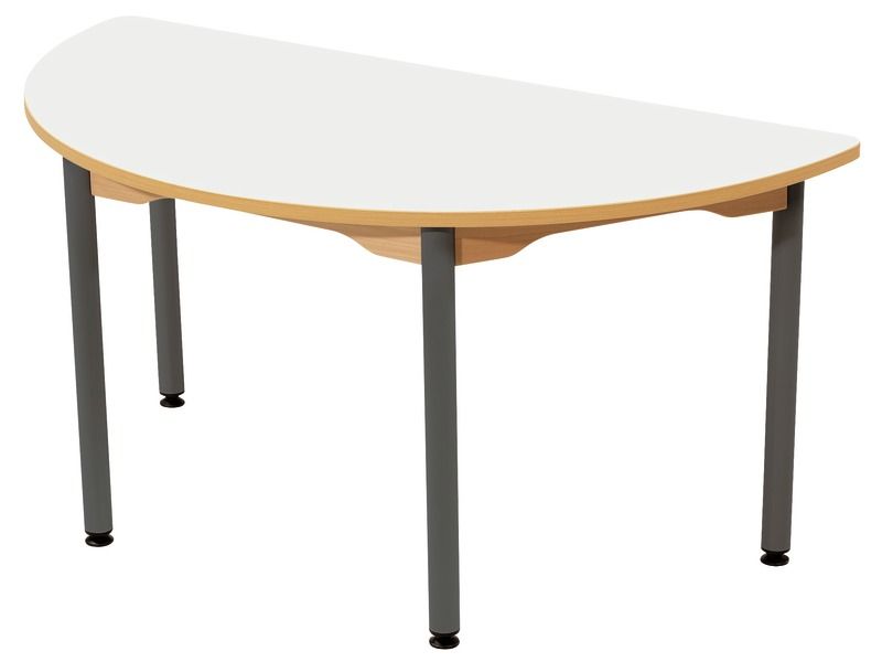 TABLE PLATEAU STRATIFIÉ - PIÉTEMENT MÉTAL GRIS - Demi-rond 120x60 c...