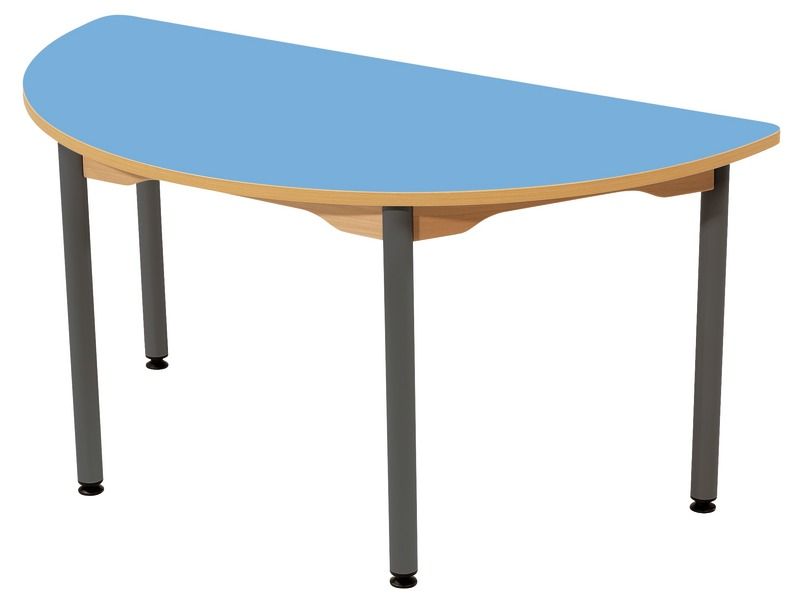 LAMINATED TABLE TOP – GREY METAL LEGS – 120x60 cm semi-circle