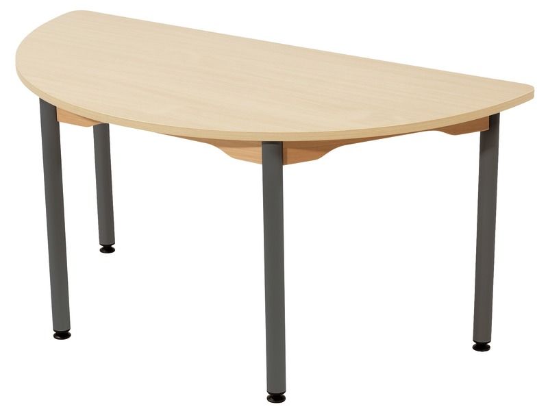 TABLE PLATEAU STRATIFIÉ - PIÉTEMENT MÉTAL GRIS - Demi-rond 120x60 cm