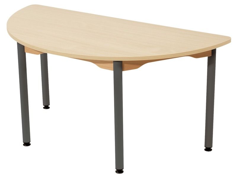 TABLE PLATEAU STRATIFIÉ - PIÉTEMENT MÉTAL GRIS - Demi-rond 120x60 cm