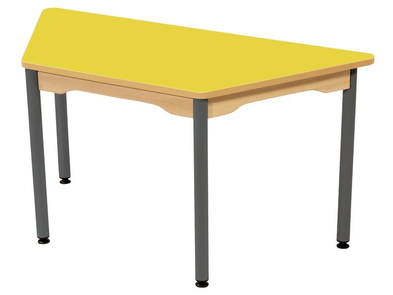 TABLE PLATEAU STRATIFIÉ - PIÉTEMENT MÉTAL GRIS - Trapèze 120x60 cm