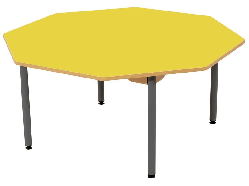 TABLE PLATEAU STRATIFIÉ - PIÉTEMENT MÉTAL GRIS - Octogone Ø 120 cm