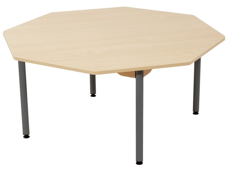 TABLE PLATEAU STRATIFIÉ - PIÉTEMENT MÉTAL GRIS - Octogone Ø 120 cm