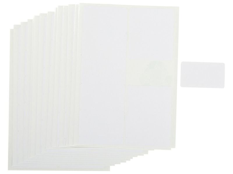 PERMANENT ADHESIVE LABELS<br />100% recycled White: L: 6.5 cm – W: 3.8 cm