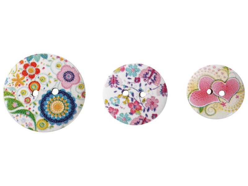 Hearts and flowers WOODEN BUTTONS