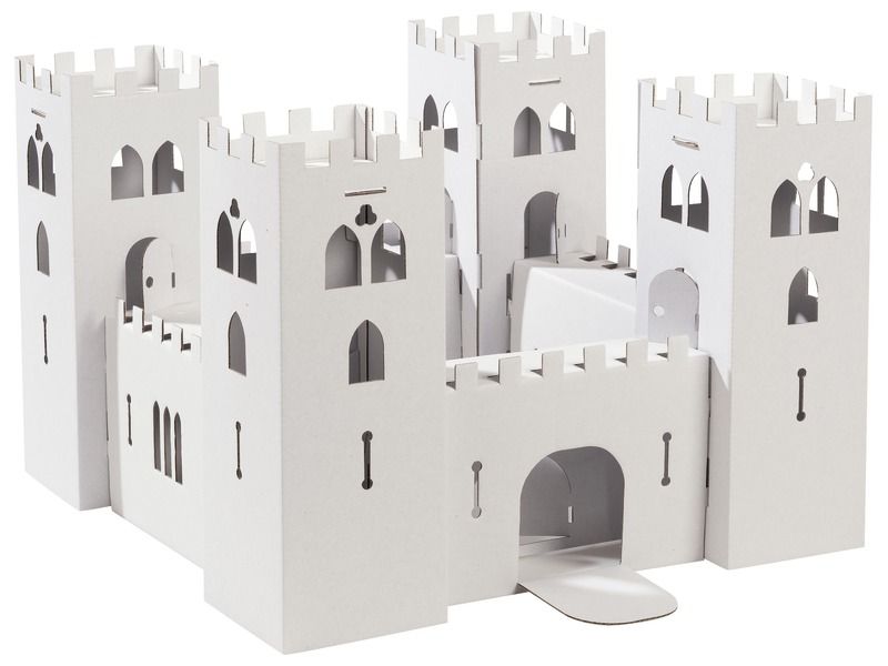Château en carton blanc à décorer 38*38*25cm