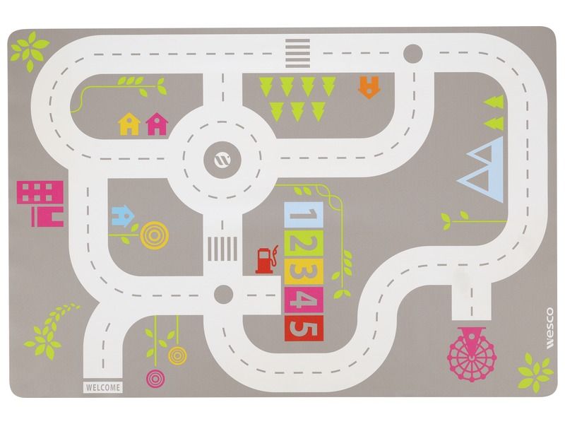 TAVOLO D’ATTIVITÀ MOBILE Babi Up con 4 contenitori + tappeto da gioco "Circuito" + 9 veicoli ec