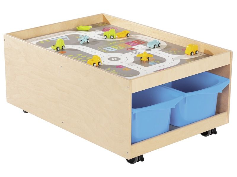 TABLE D'ACTIVITÉS MOBILE Babi Up 4 bacs + tapis de jeu "Circuit" + 9...