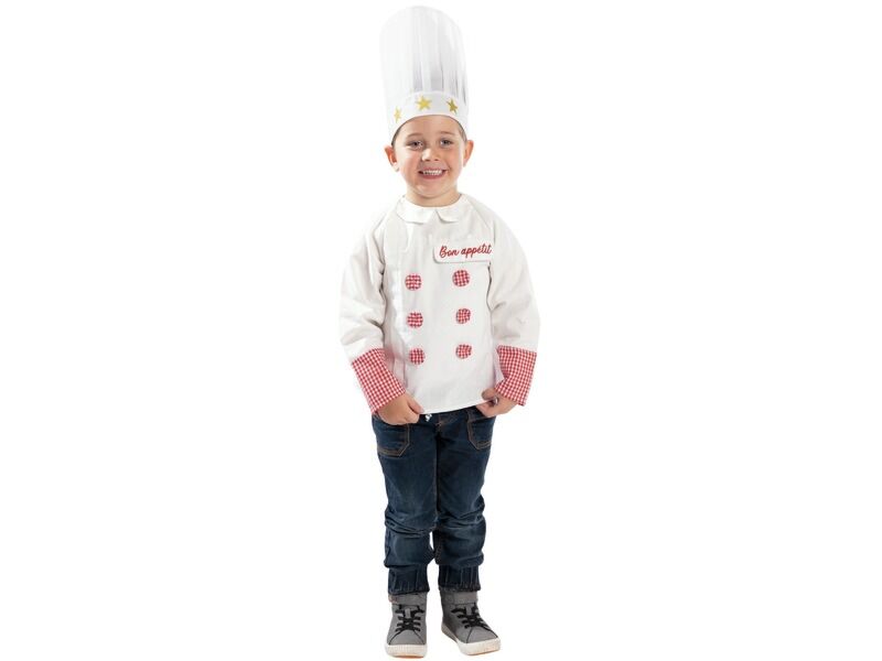 Costume De Chef Cuisinier Pour Bébé Garçon - Taille 6-24 Mois, Ensemble Chapeau + T-shirt + Pantalon En Coton
