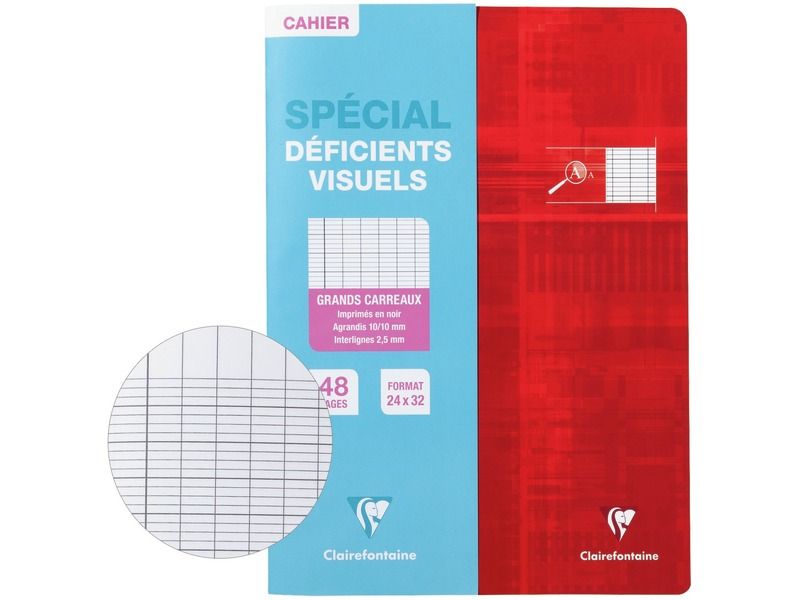 CAHIER CARTE SPÉCIAL DÉFICIENTS VISUELS 24 x 32 cm - 48 pages