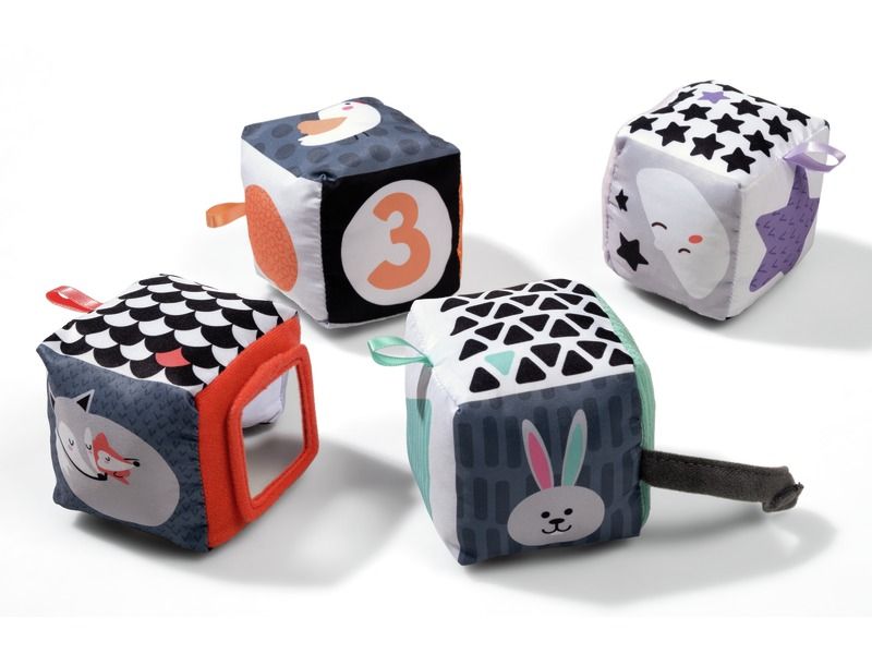 BLACK AND WHITE FABRIC CUBES