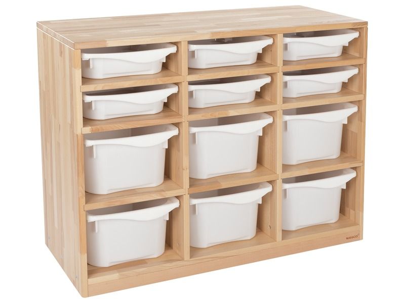 SOLID WOODEN UNIT 12 containers – 9 shelves