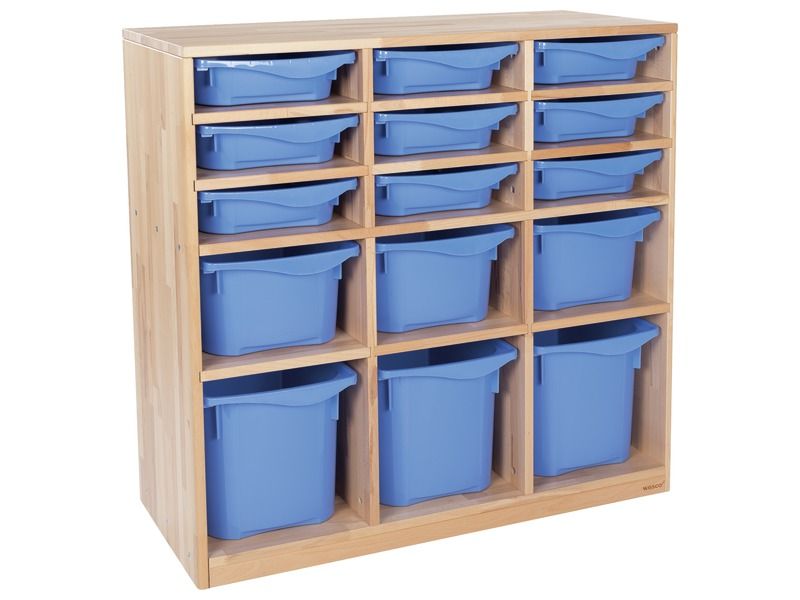 SOLID WOODEN UNIT 15 containers – 12 shelves