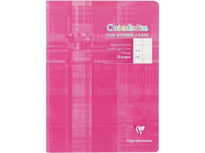 Kit Apprentissage écriture CP - Cahier Clairefontaine 17x22 Cm 32 Pages + Crayon Triangulaire HB - Double Ligne 5 Mm Et Pages Unies