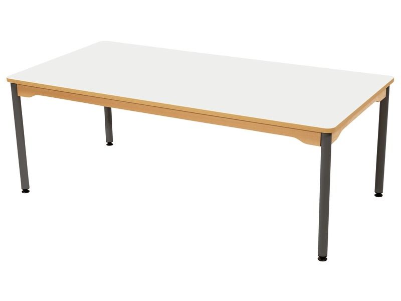 TABLE PLATEAU STRATIFIÉ - PIÉTEMENT MÉTAL GRIS - Rectangle 160x80 cm