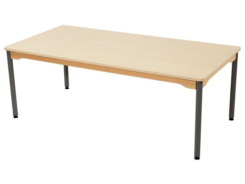 TABLE PLATEAU STRATIFIÉ - PIÉTEMENT MÉTAL GRIS - Rectangle 160x80 cm