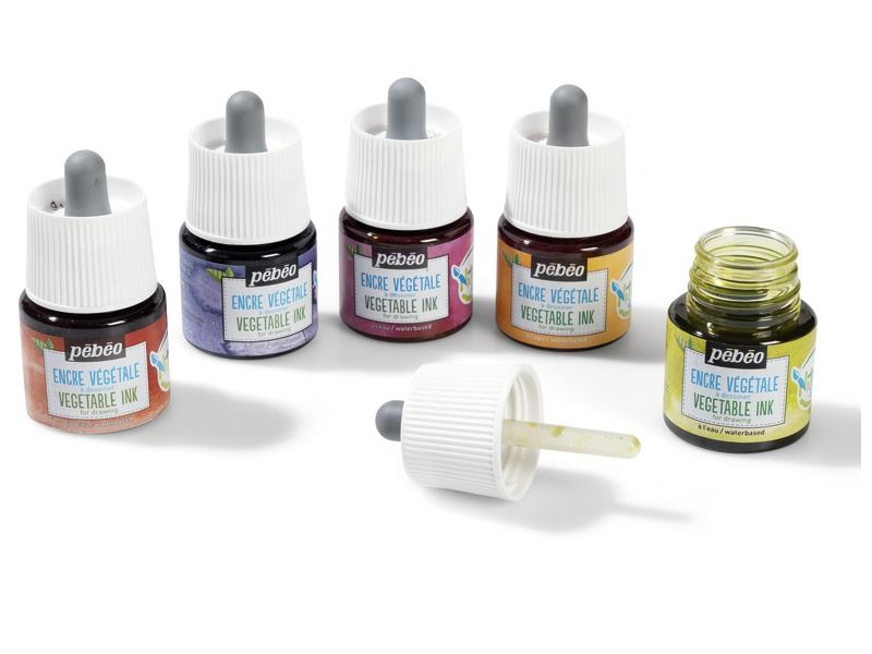 5 x 45 ml VEGETABLE DRAWING INK Secondary colours