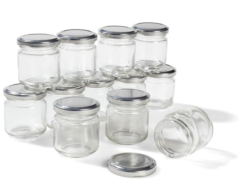 GLASS POTS WITH LIDS TO DECORATE H: 6.5 cm