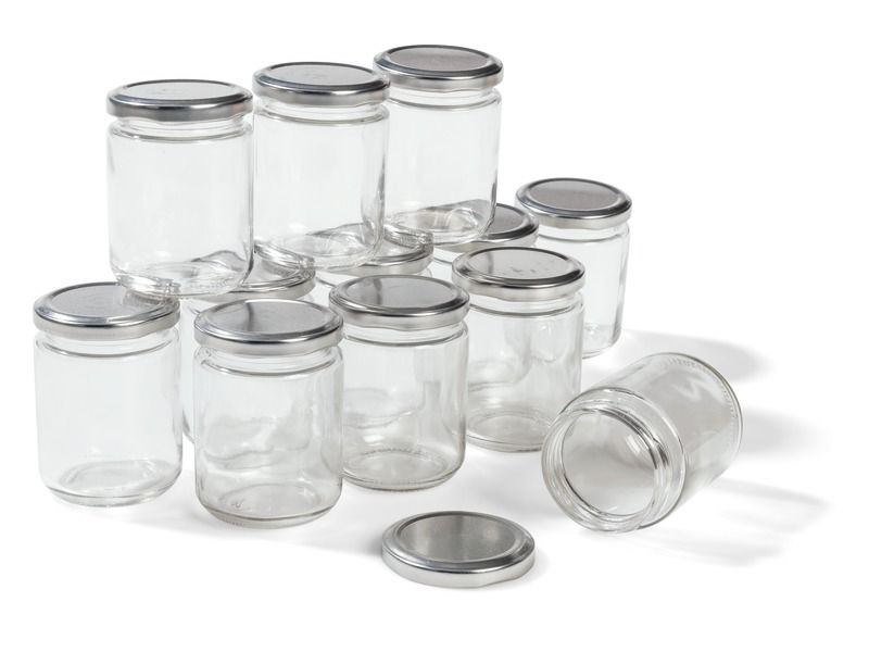 GLASS POTS WITH LIDS TO DECORATE H: 9.1 cm
