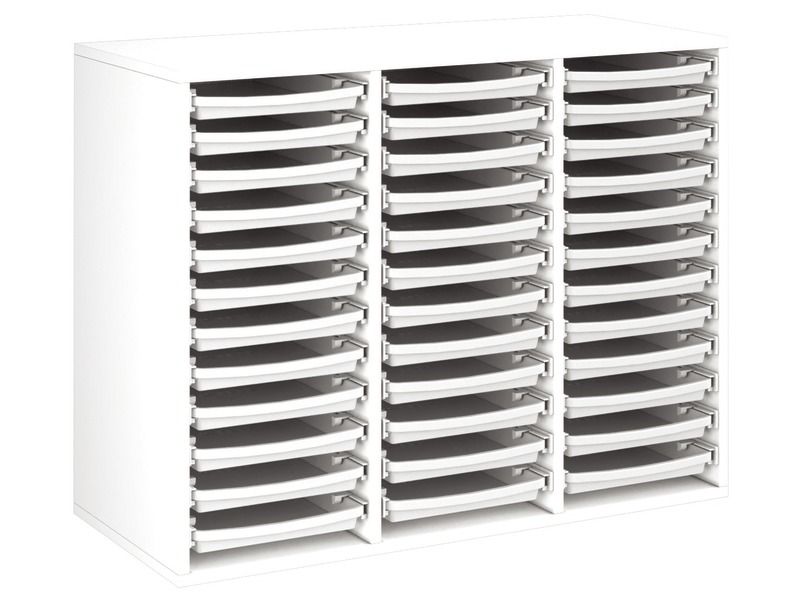 MEUBLE MÉLAMINÉ H: 81 cm - L: 105 cm 36 plateaux sur rails