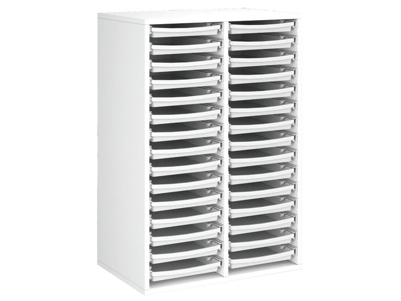 MEUBLE MÉLAMINÉ H: 102 cm - L: 70,5 cm 30 plateaux sur rails