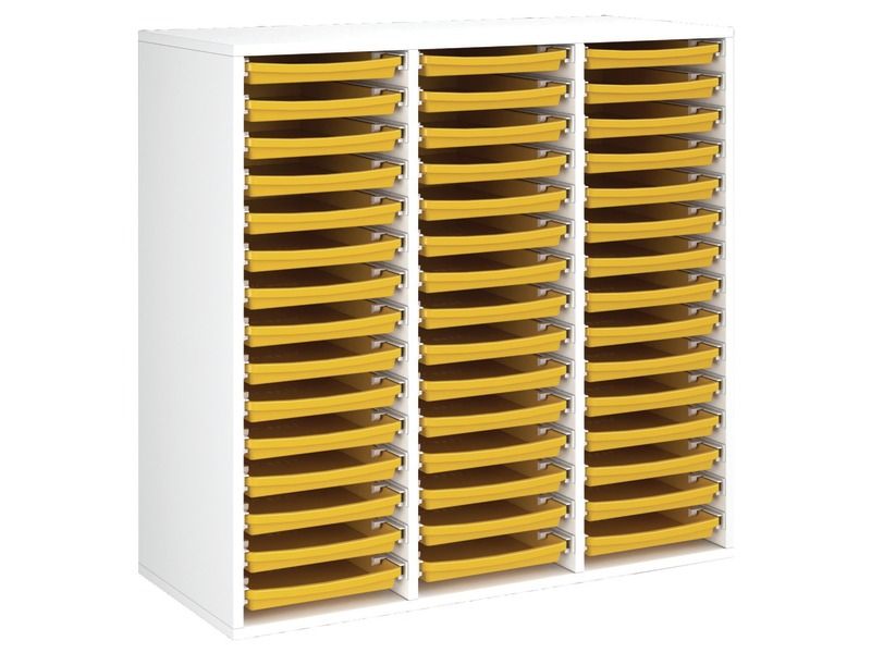 MEUBLE MÉLAMINÉ H: 102 cm - L: 105 cm 45 plateaux sur rails
