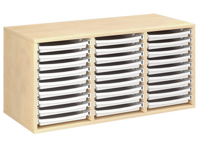 MEUBLE MÉLAMINÉ H: 51 cm - L: 105 cm 27 plateaux sur rails