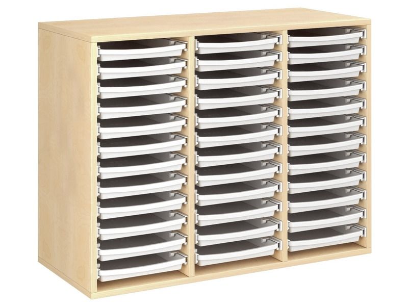 MEUBLE MÉLAMINÉ H: 81 cm - L: 105 cm 36 plateaux sur rails