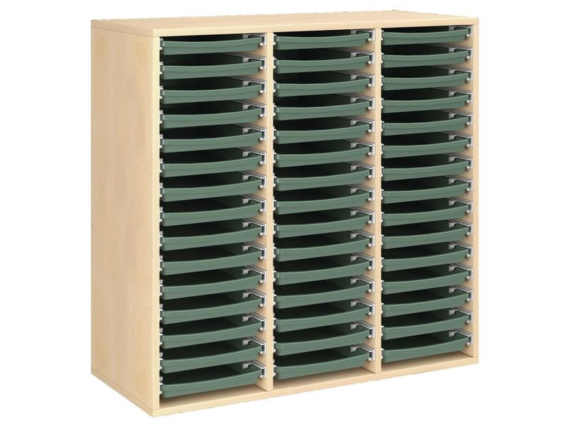 MEUBLE MÉLAMINÉ H: 102 cm - L: 105 cm 48 plateaux sur rails