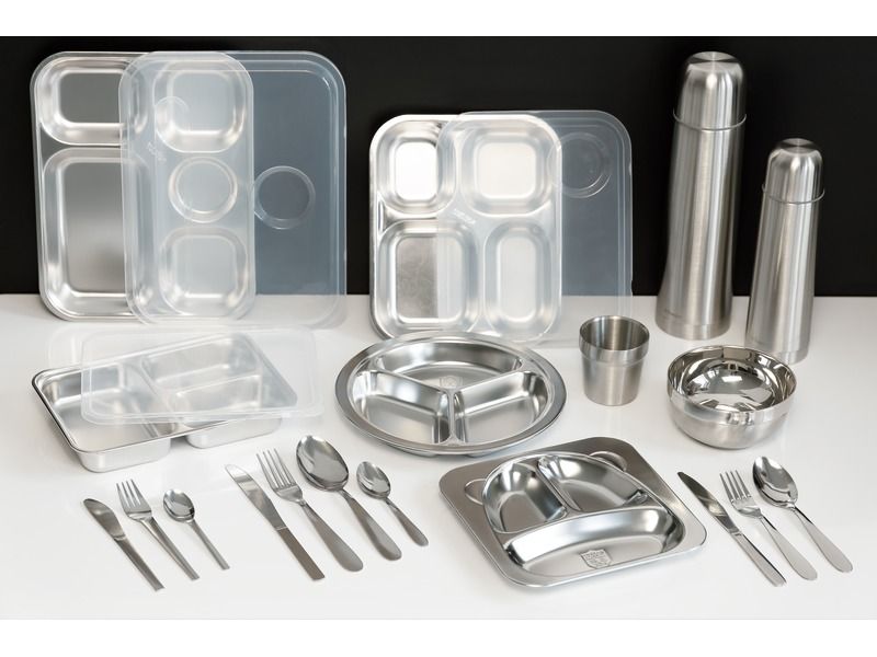 STAINLESS STEEL TABLEWARE 3-compartment tray