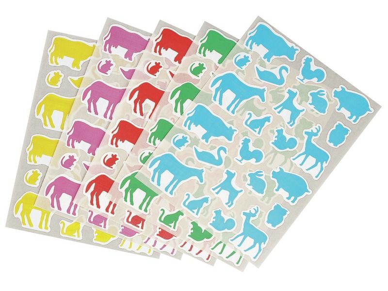 MAXI LOT DE GOMMETTES SILHOUETTES Animaux de la ferme et sauvages