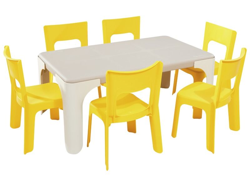 MAXI LOT TABLE RECTANGULAIRE + 6 CHAISES Lou Taille moyenne