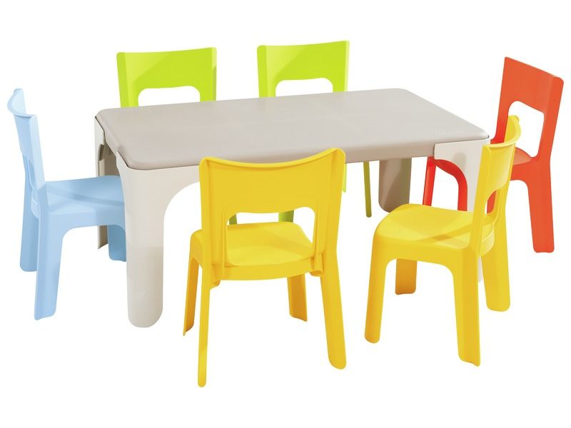 MAXI LOT TABLE RECTANGULAIRE + 6 CHAISES Lou Taille moyenne