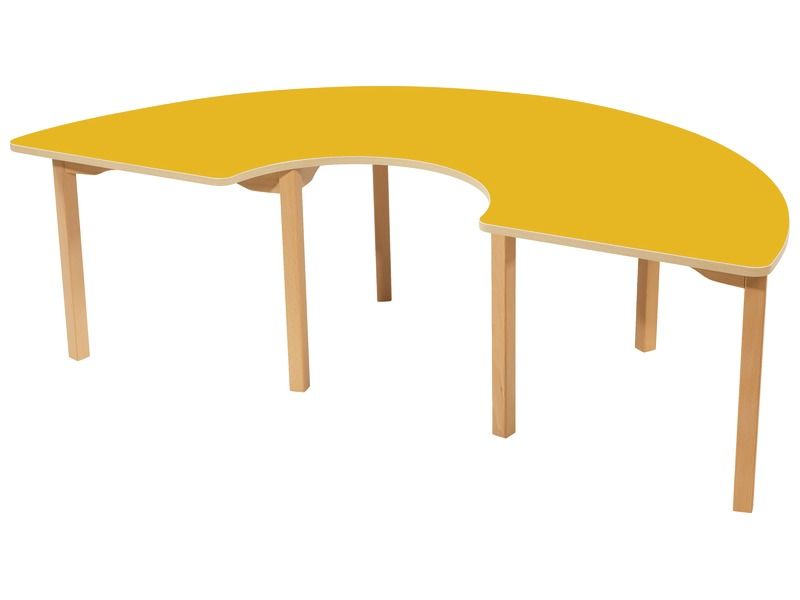 LAMINATED TABLE TOP – WOODEN LEGS – 180x90 cm semi-circle