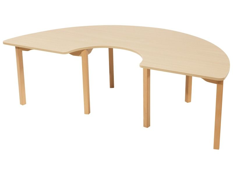 LAMINATED TABLE TOP – WOODEN LEGS – 180x90 cm semi-circle