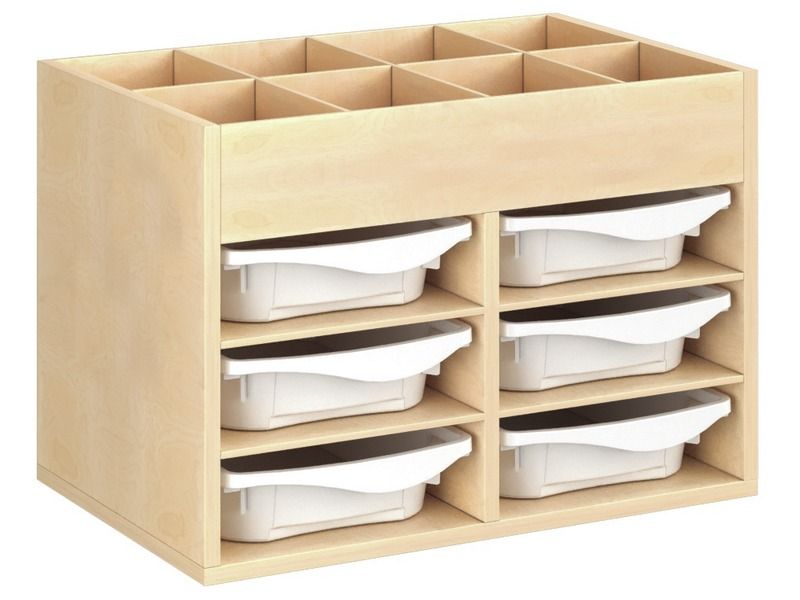 MEUBLE MÉLAMINÉ H: 51 cm - L: 70,5 cm 6 bacs - 4 étagères