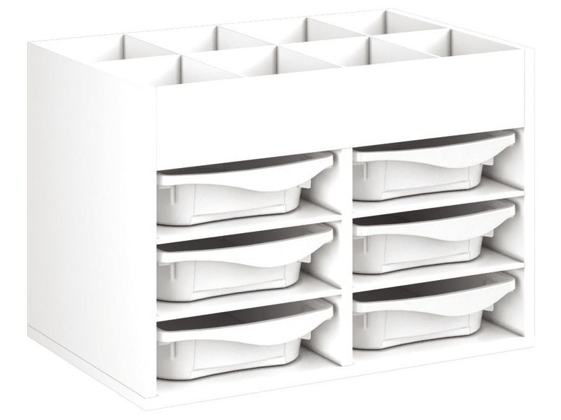 MEUBLE MÉLAMINÉ H: 51 cm - L: 70,5 cm 6 bacs - 4 étagères