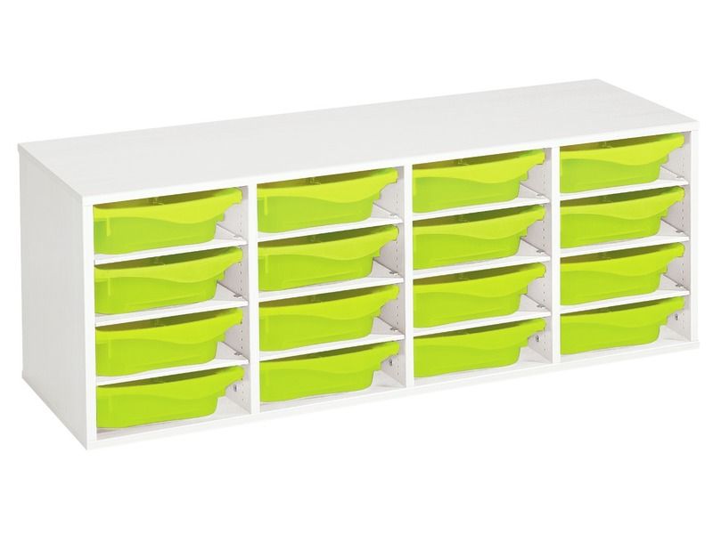 MEUBLE MÉLAMINÉ H: 51 cm - L: 139 cm 16 bacs - 12 étagères