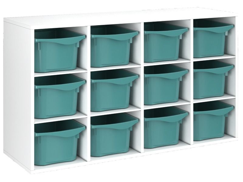 MEUBLE MÉLAMINÉ H: 81 cm - L: 139 cm 12 bacs - 8 étagères