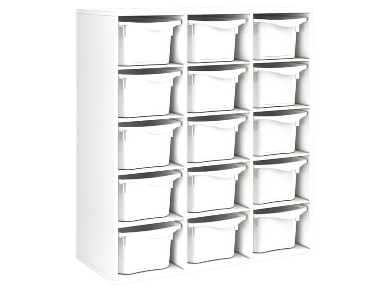 MEUBLE MÉLAMINÉ H: 118 cm - L: 105 cm 15 bacs - 12 étagères