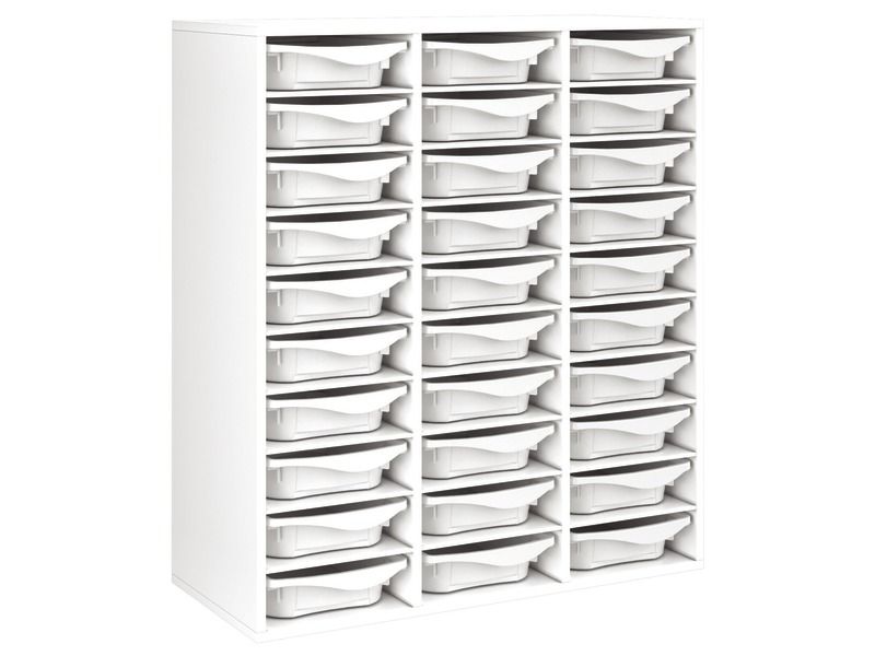 MEUBLE MÉLAMINÉ H: 118 cm - L: 105 cm 30 bacs - 27 étagères
