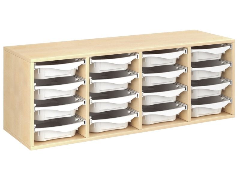 MEUBLE MÉLAMINÉ H: 51 cm - L: 139 cm 16 bacs sur rails