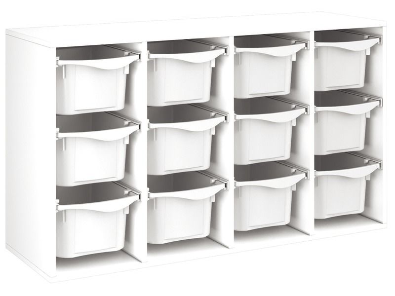 MEUBLE MÉLAMINÉ H: 81 cm - L: 139 cm 12 bacs sur rails
